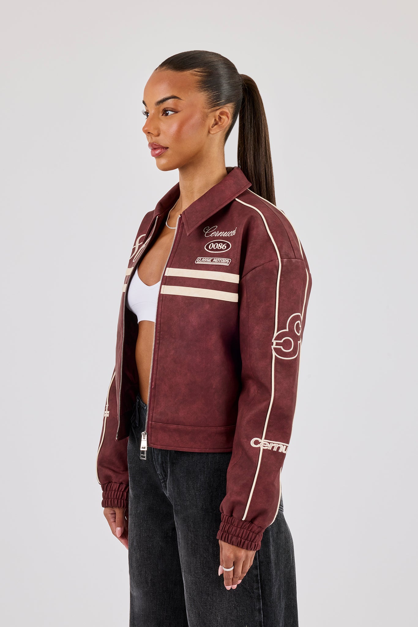 PU 86 Moto Harrington Jacket - Burgundy